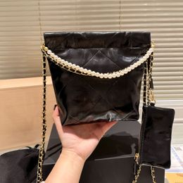 channel 22bag 2023ss Shoulder Bags pearl Leather Designers Luxurys Handbag Fashion Purse Wallet Shopping Cross Body Sling Hobo Drawstring Totes 20cm Beads