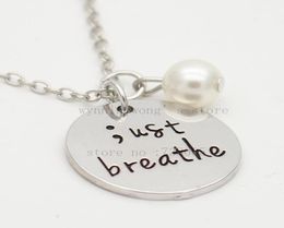 Just Breathe Semicolon Jewellery Mental Health Awareness Hand Stamped Jewellery Suicide Prevention Depression Awareness2128064