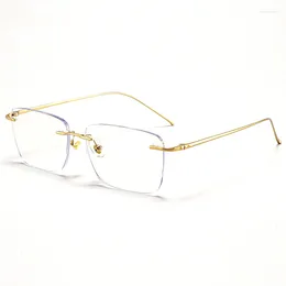 Sunglasses Frames Ultralight Titanium Eyewear Men's Frameless Glasses Frame Myopia Hyperopia Progressive Optical Prescription Philtre Blue