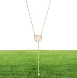 2018 latest design gold plated necklace for women jewelry high quality cz opal stone european women long Y lariat necklace style2854808