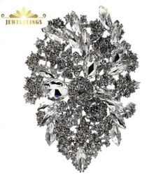 Pins Brooches Royal Vintage Cluster Clear Crystal Rhinestone Foiled Leaf Teardrop Statement Pear Shaped Pins Wedding Bridal Jewel51158613