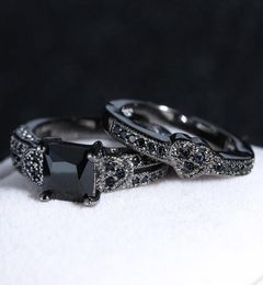 Cluster Rings 14K Black Gold 15 S Obsidian Ring For Women Luxury Engagement Bizuteria Anillos Gemstone And Diamond Wedding7079320