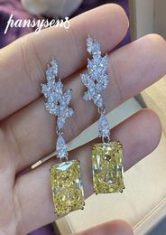 Sparking 100 925 Sterling Silver Created Moissanite Citrine Gemstone Drop Dangle Earrings Women Fine Jewellery Whole Chandeli3201284