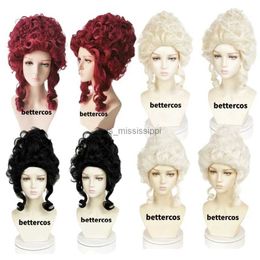 Cosplay Wigs Marie Antoinette Cosplay Wigs Costume Accessory Princess Medium Curly Heat Resistant Synthetic Hair Wig + Wig CapL240124