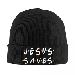 Berets Unisex Rib Knit Cuffed Beanie Jesus Saves Christ Merch Warm Winter Skullies Knitted Caps Bonnet Hats