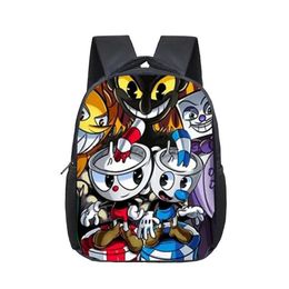 Backpack 12 Inch Game Cuphead Mugman Kindergarten Infantile Small For Kids Baby Cartoon School Bags Children Gift2485