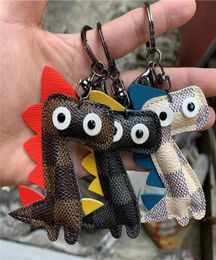 Plaid Design Dinosaur Key Chains Ring PU Leather Cartoon Fashion Car Keychain Holder Women Men Animal Flower Bag Charms Jewellery Ac3294281