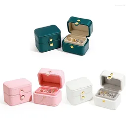 Jewelry Pouches Travel Small Portable Storage Box PU Leather For Earrings Rings Display Cases Gift Girls