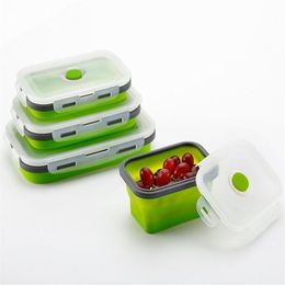 new design creative foldable silica gel lunch box insulation threepiece set bento boxes student sealed crisper kitchen tools261u