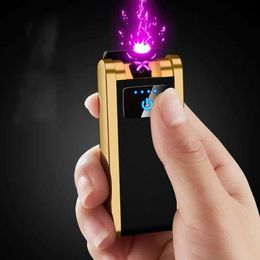 Dual Arc Intelligent USB Charging Lighter Metal Windproof Pulse Outdoor Electric Flameless Men's High end Gifts