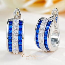 Hoop Earrings Vinregem Sapphire Ruby High Carbon Diamond Gems For Women 925 Sterling Silver Fine Jewelry Anniversary Gifts