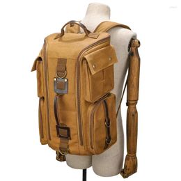 School Bags Canvas Backpack Men's Outdoor Leisure Waterproof Retro Large Capacity Hiking Computer