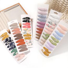 Hair Accessories 10pcs/set Embroidery Printed Snap Clips For Girls Kids BB Hairpins Barrettes Baby Child Fashion Gift