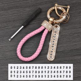 Creative Diamond number key chain men women exquisite lovely bag pendant beautiful party gift pink car key chain