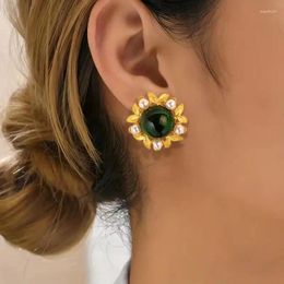 Stud Earrings European And American Fashion Vintage Flower Pearl High-end Jewelry Customization