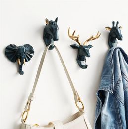 Animal Head Wall Hooks Key Holder Wall Dcor Horse Elephant Deer Head Key Hanger House Room Home Decor Umbrella Handbag Holder 20109070061