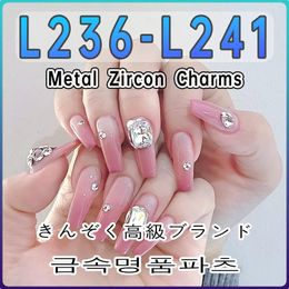 Nail Art Decorations 10 Pieces/Pack L236-L241 Metal Zircon Luxury Nail Charms Gold Silver Nail Professional Decoration Manicure DIY Accessories 231211