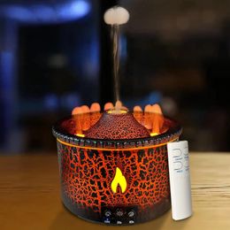 Essential Oils Diffusers REUP Volcanic Flame Humidifiers Air Aroma Diffuser Portable Smoke Ring Night Light Lamp Fragrance y231212