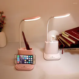 Table Lamps Creative 3 In 1 Pen Holder Led Eye Protection Reading Desk Lamp Portable USB Charging Touch Dimming Bedroom Bedside Night Lights