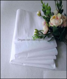 Handkerchief Home Textiles Garden Whole White Handkerchief Pure Colour Small Square Cotton Sweat Towel Plain Drop Delivery 20213021928