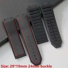 Top grade Black 29x19mm nature Silicone rubber watchband watch band for Hublot strap for king power series with on 2206222321