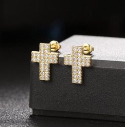 Stud Iced Out Earrings For Men Hiphop Rock + Cubic Zirconia Gold Earring Luxury Fashion Jewellery Punk Accessories OHE1037541741
