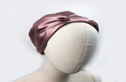 BeanieSkull Caps 100 Pure Silk Women Night Sleep Cap Long Hair Care Comfortable Mulberry Satin Elastic Band Bonnet Hat For Lady 5524036