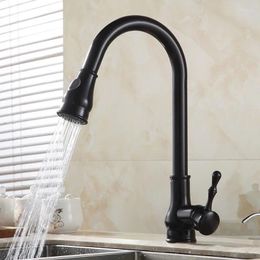 Kitchen Faucets Brass Brushed Nickel High Arch Sink Faucet Pull Out Rotation Spray Mixer Tap Torneira Cozinha GYD-7117Kitchen