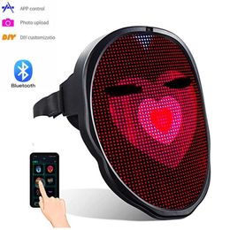 Bluetooth LED Mask Masquerade Toys APP Control RGB Light Up Programmable DIY Picture Animation Text Halloween Christmas Carnival C209d