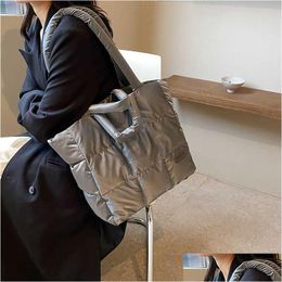 Shopping Bags Down Bag Cotton Coat Womens Minimalist Space Solid Soft Chequered Fill One Shoder Handbag 231015 Drop Delivery Lage Ac Otauk