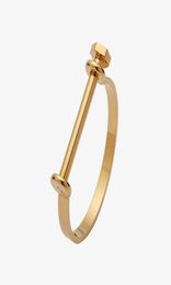 Enfashion Shackle U Cuff Bracelet Noeud armband Gold Colour Screw Bangle Bracelet For Women Bracelets Manchette Bangles 2201228708000