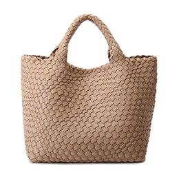 Evening Bags Handmade Woven Shoulder Bag for Women Vegan Leather Tote Bag Large Beach Travel Handbags and Purses Designer Basket B3426