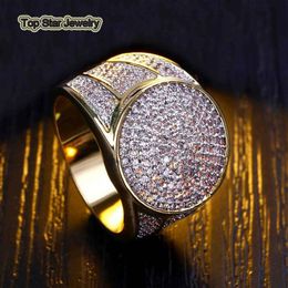 High Quality Real Copper Rings Shiny Micro CZ Punk Finger Jewellery For Mens Hip Hop Trendsetter Rock Rapper Accessories Gifts Size 313t