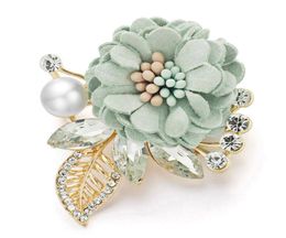 Pins Brooches Nice Flower Leaves Crystal Rhinestone Simulated Pearl For Suits Lapel Scarf Fabric Brooch Pin Women Wedding Z0763565930