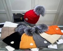 Unisex winter hat designer beanie for Men Woman Warmth Fashion Woolen Hats Beanies Pure Color Fuzzy Ball Couples Leisure Knitted W1280601