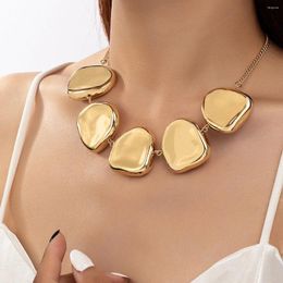 Pendant Necklaces Fashion Simple Irregular Shape Metal Chain Collar Necklace For Women Heavy Choker Jewellery On The Neck Party Girls Gift