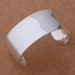 with tracking number NEW 925 STERLING SILVER BIG SMOOTH WIDE CUFF BANGLE BRACELETS CHRISTMAS GIFTJEWELRY 1301260H