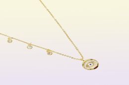 New fashion round necklace inlay hamsa LUCKY evil eye pendent necklace gold filled Cubic zirconia cz fashion classic eyes jewelry1700285