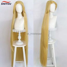 Cosplay Wigs Movie Rapunzel Cosplay Wig Tangled Princess Long Straight Golden Heat Resistant Synthetic Hair Anime Cosplay Wigs + Wig CapL240124