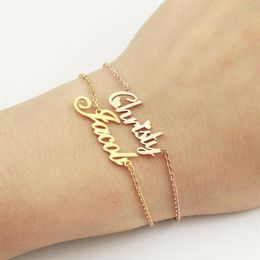 Personalized Custom Name Bracelet Charms Handmade Women Kids Jewelry Engraved Handwriting Signature Love Message Customized Gift3298