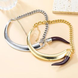 Choker Z Style Punk Alloy Half-Arc Half-Chain Pepper Pendant Necklace For Women