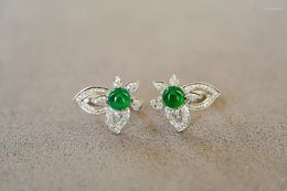 Stud Earrings JHY Solid 18k Gold 4.9mm 1ct Pakistan Nature Emerald Gemstones Diamonds Studs For Women Fine Jewellery Birthday Presents