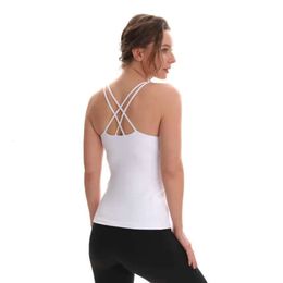 Yoga Bra Padded Vest Gym Clothes Women Camis Tank Tops Cross Back Shockproof Running fashion Fiess Sport Jacket Shirt Workout Underwear 2023