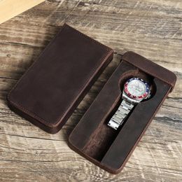 Watch Boxes Leather Mini Storage Case Portable Travel Single Mechanical Watches Organizer Accessories Drawer Type