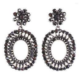 Dangle Earrings Gun Black Colour Vintage Statement Fashion Crystal Big Circle For Women Wedding Earring Wholesale