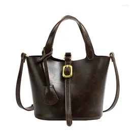 Evening Bags Sell Vintage Simple Small PU Leather Bucket Crossbody Bag For Women 2023 Designer Fashion Lady Luxury Black Shoulder Handbag