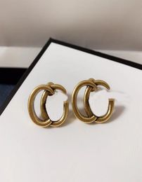 Sophisticated Double Letter Classic Stud Earrings aretes Ladies Luxury Designer Fashion Simple Jewelry4903781