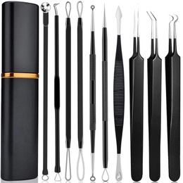 Eye Massager Pimple Popper Tool Kit 10 Pcs Blackhead Remover Comedone ctor Zit Removing for Forehead and Nose Skin Care Tools 231211
