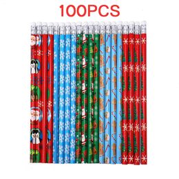Pencils 100pcs Christmas Theme Wood Pencil HB Black Non-toxic Painting Writing Standard Pencil Cute Stationery Office School Supplies 231212