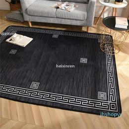 Jh Design Casual Black Carpet Super Big Coffee Shop Clothing Store Carpet Retro Black And Grey Non -Slip Mat Fashionable Rug